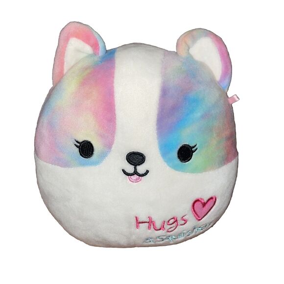 Squishmallows Kellytoy Cyma Corgi Dog Pink Tie Dye Plush Stuffed Animal 7 in - Picture 1 of 10